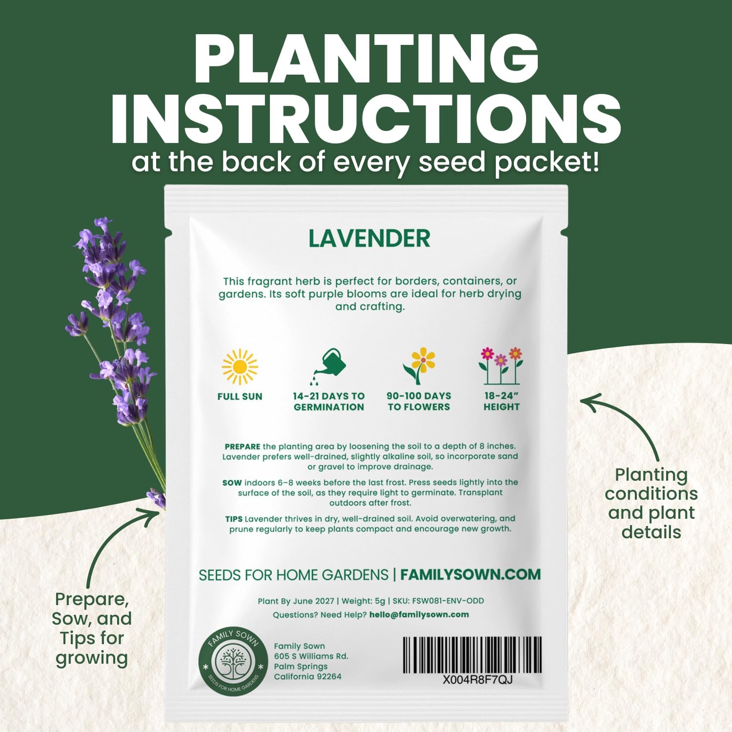 Lavender – 5,000 Seeds for Planting – 2026 Season – 5 Gram Pouch