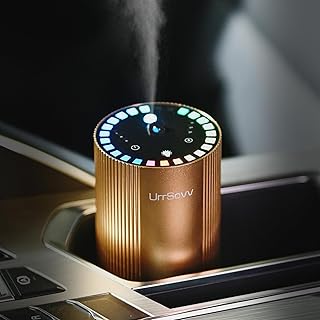 Waterless Car Diffuser for Essential Oils Wireless Battery Operated Car Diffuser Portable Cordless 60ML Air Freshener Diffuser 3 Timers & 3 Mist Levels for Car Home Bedroom Travelling (Gold)