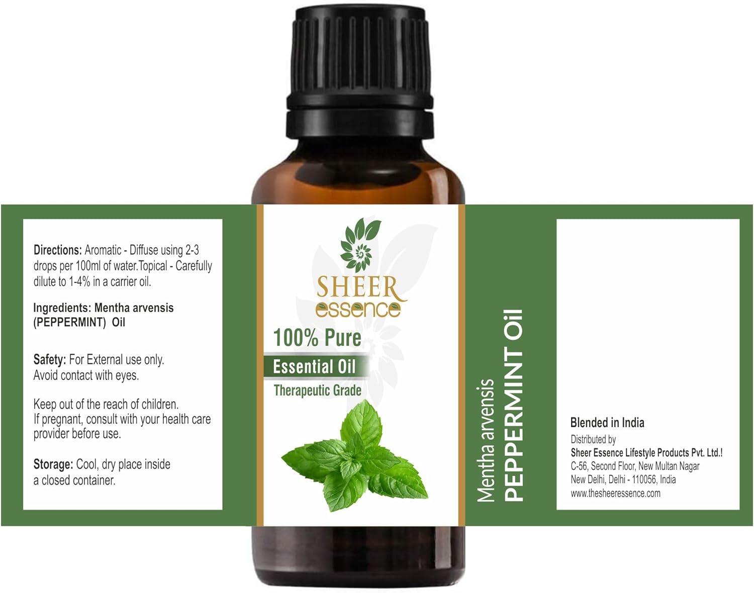 Peppermint Oil 15 ML (0.51 Fl.OZ) | 100% Pure Natural Undiluted Uncut Therapeutic Grade Mentha Arvensis Essential Oil