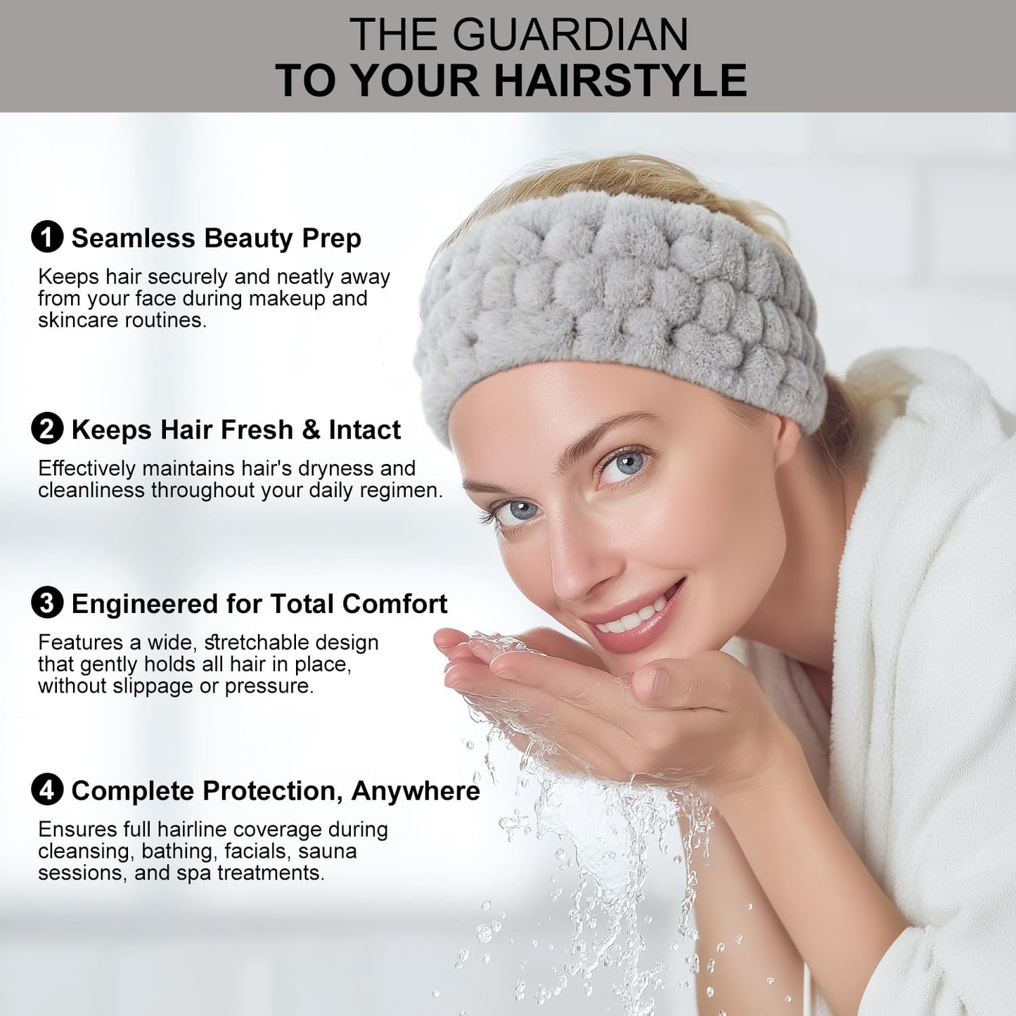 4 Pieces Spa Headband for Women Skincare Headband Makeup Headbands for Washing Face Spa Shower Gifts(Milky-White, Grey, Pink, Dark Grey)