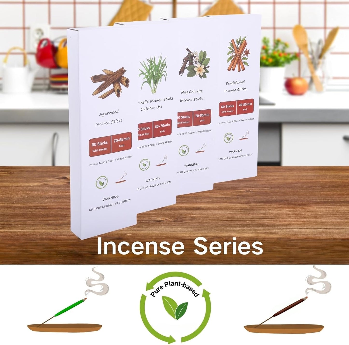 Oud Agarwood Incense Sticks with Holder Kit,Non-Toxic Joss Stick Long Lasting 85 Min,Woody Scent Jumbo Incense Sticks for Meditation,Purifying Incienso Fir Smelling,Bulk Oudh Incense Agarbatti Sticks