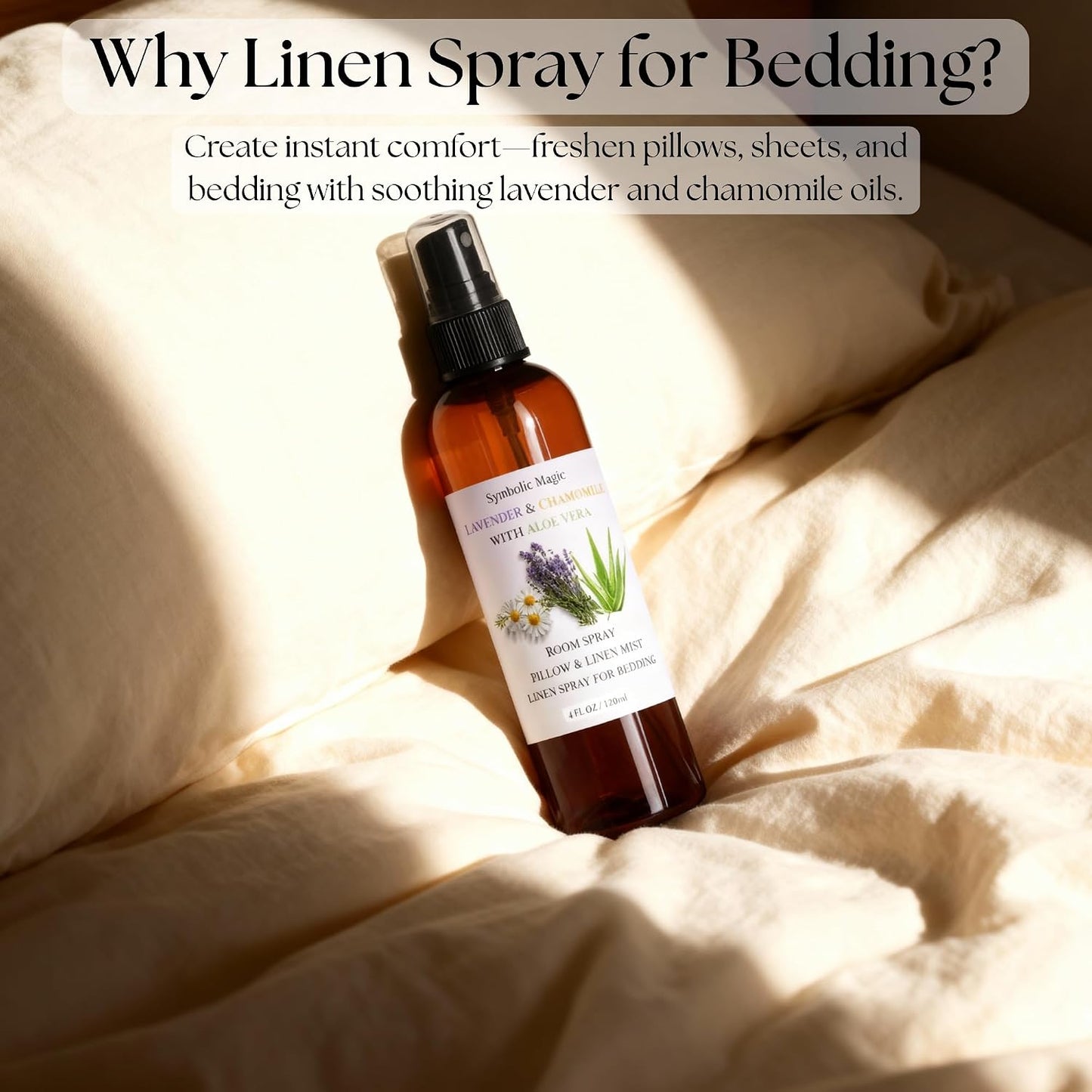 Symbolic Magic Lavender Essential Oil Room Spray - Linen Spray for Bedding, Sleep, Pillow, Bed, Aromatherapy Oils for Sleep and Pillows, Calming Mist with Chamomile and Aloe Vera