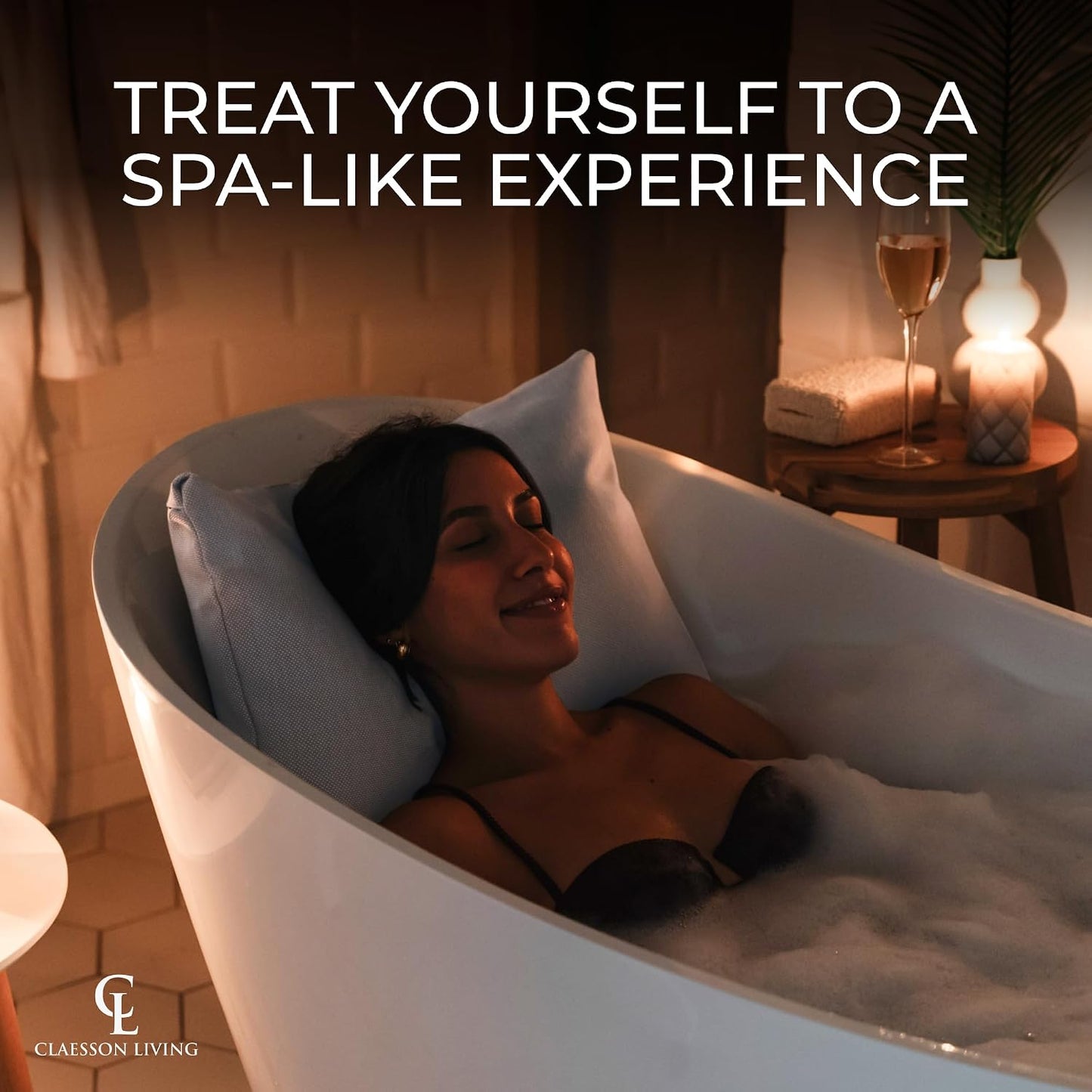 Luxury Bath Pillow for Tub - Thick and Comfortable Bathtub Pillow Support for Head and Neck and Back - Washable Quick-Drying Bath Pillows - Bath Cushion for Home Spa - Fits Any Bathtub - White