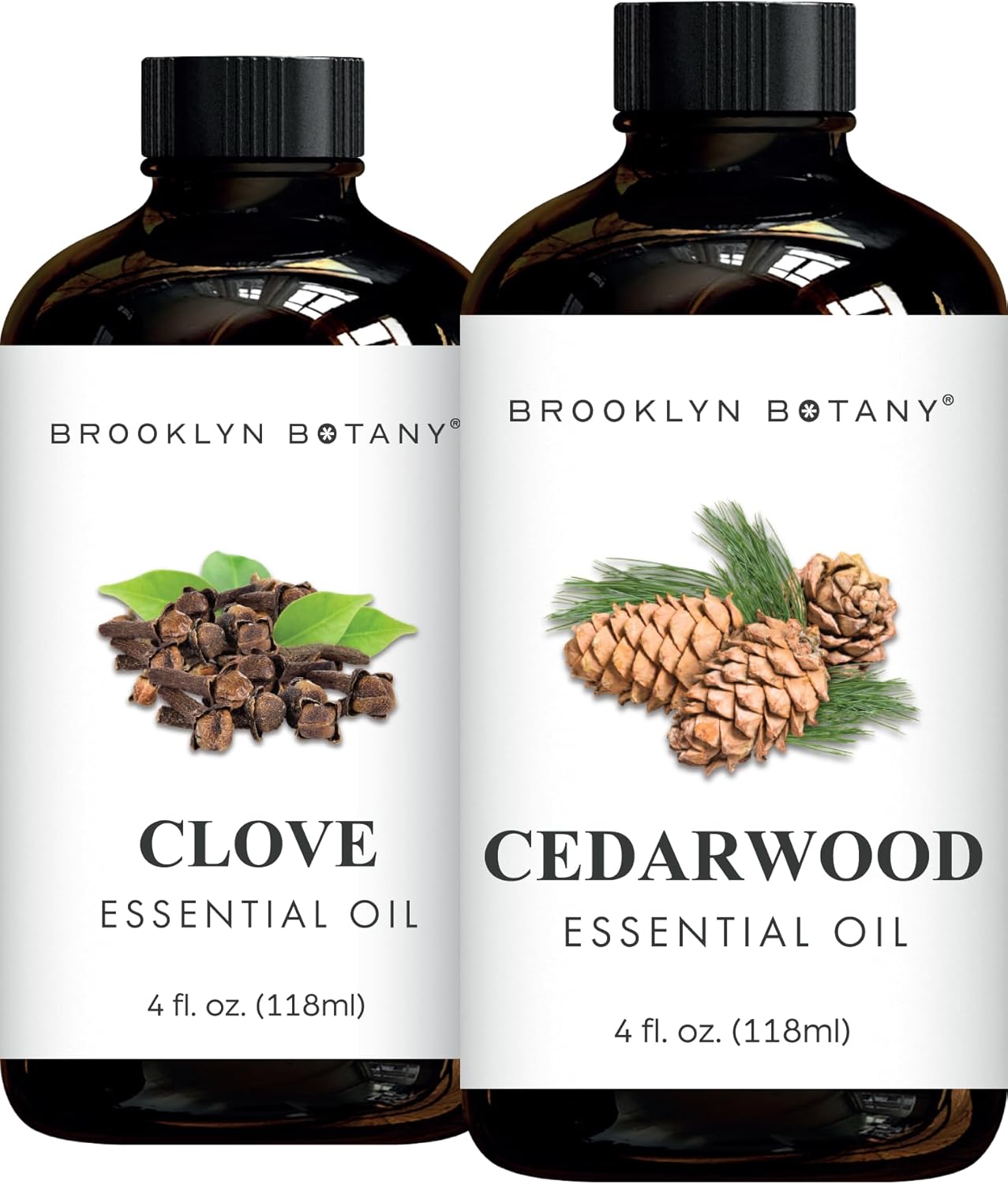Brooklyn Botany Clove & Cedarwood Essential Oils – 4 Fl Oz (Pack of 2) – 100% Pure & Natural – Spicy & Grounding Aromatherapy Blend