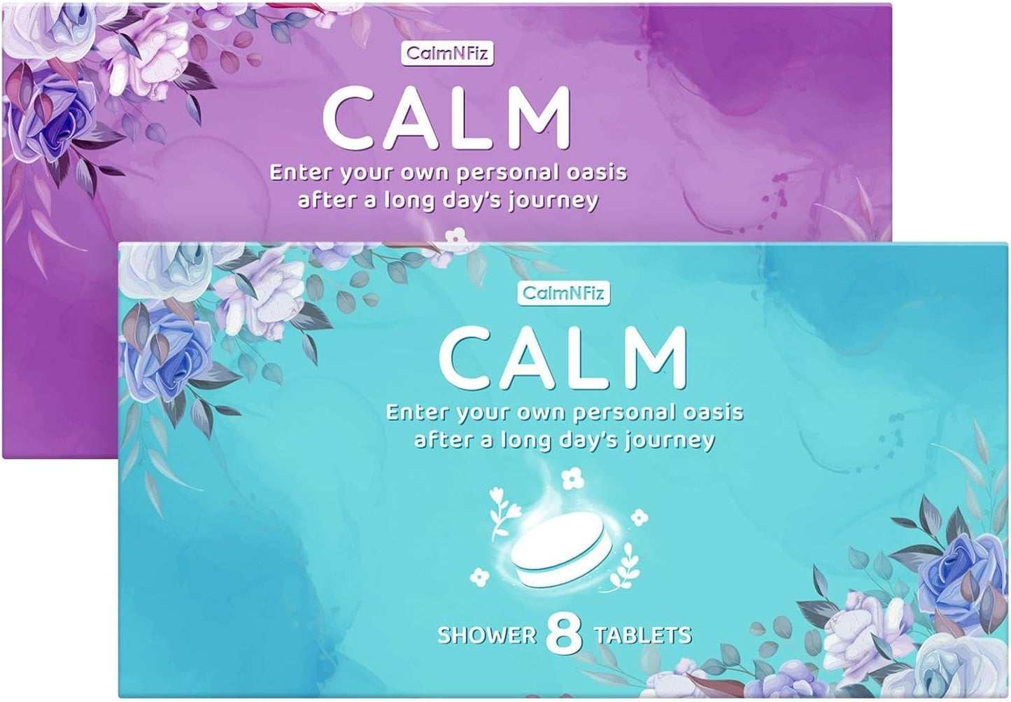 CalmNFiz Shower Steamers 8 Scents - Shower & Bath Bombs with Organic & Natural Fragrances for Teens and Adults - Birthday, Christmas Day Gift for Women Who Have Everything（Green + Purple）
