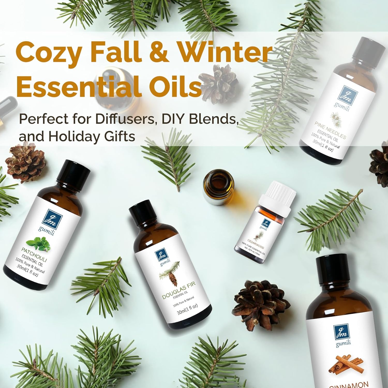 GM Gumili Hinoki Essential Oil 1 Oz – 100% Pure Natural Hinoki Oil for Diffuser, Skin, Hair, Massage & DIY, Refreshing Woodsy Aroma