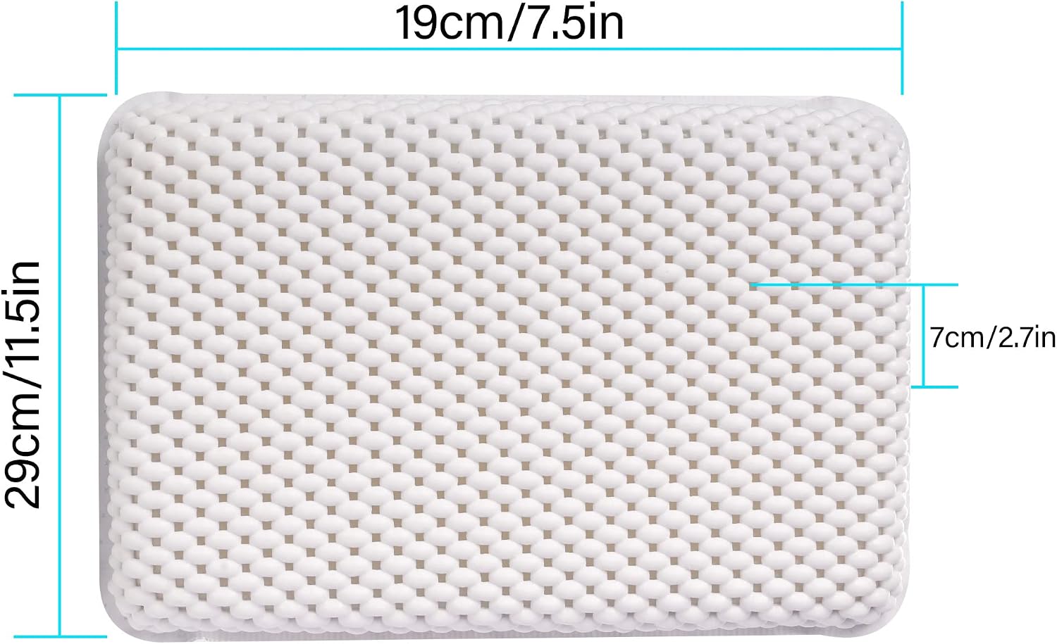 OSVINO Bath Pillow Thick Comfy Drainage for Jetted Tub Spa Cushion with 8 Suction Cups, White, 7.5"x11.5"x2"