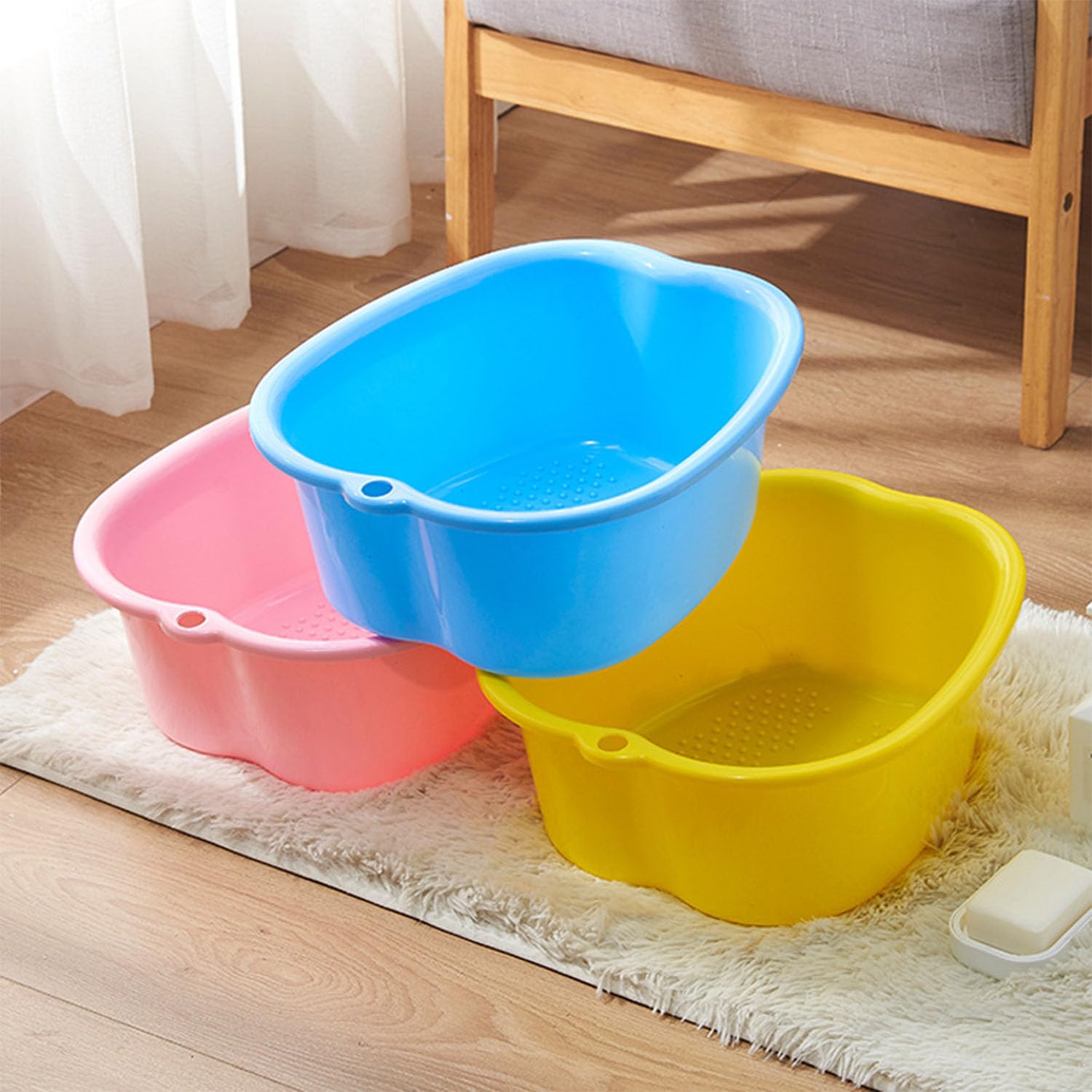AXLOFO® Foot Soaking Tub Large Size Foot Basin, Feet Soaking Tub with Massage Acupoint, Pedicure Feet Soak Basin Plastic Bucket for Women and Men (White)