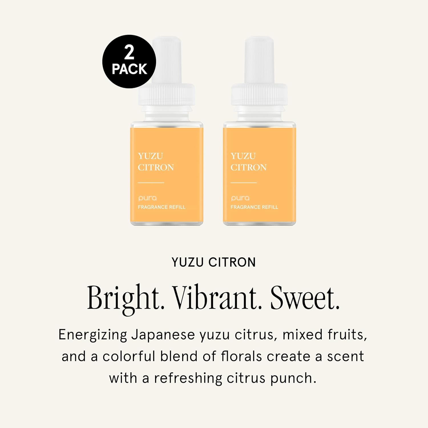 Pura Smart Home Scent Refill - Long-Lasting Premium Fragrance per Refill - Clean Diffuser Fragrance for Home, Office & Apartment - 2 Pack, Yuzu Citron