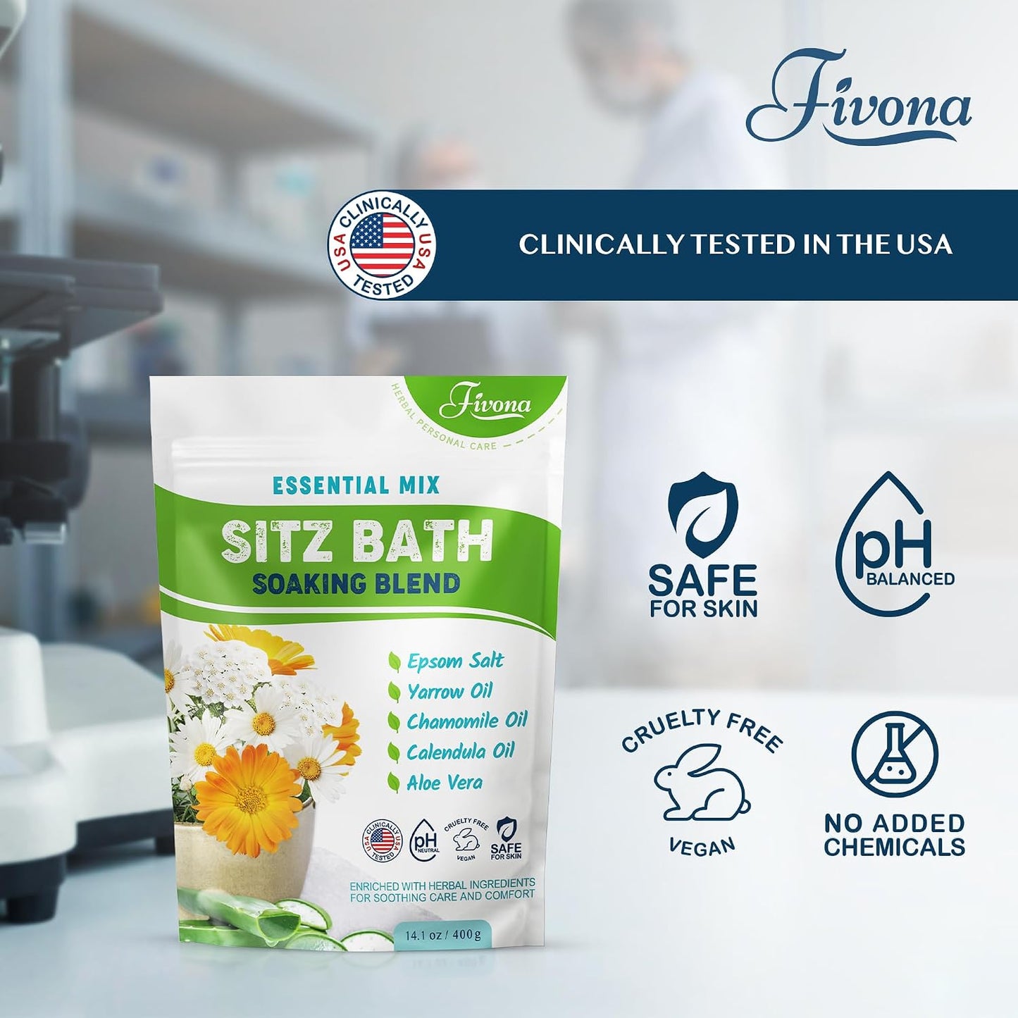 Hemorrhoid Care Postpartum Care Bartholin Cyst Relief - FIVONA Sitz Bath Salt Natural Epsom Blend with Essential Oils Soak - 14.1 oz