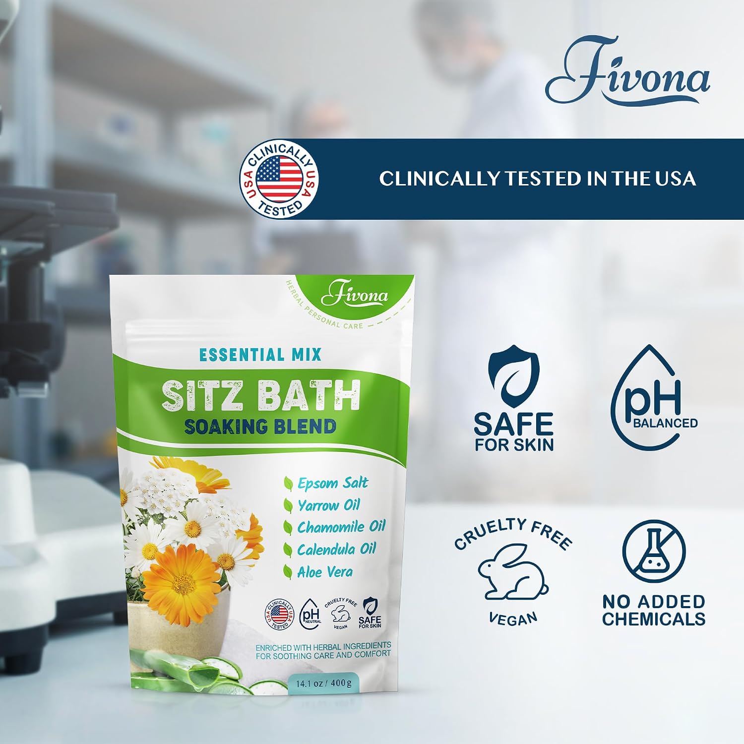 Hemorrhoid Care Postpartum Care Bartholin Cyst Relief - FIVONA Sitz Bath Salt Natural Epsom Blend with Essential Oils Soak - 14.1 oz