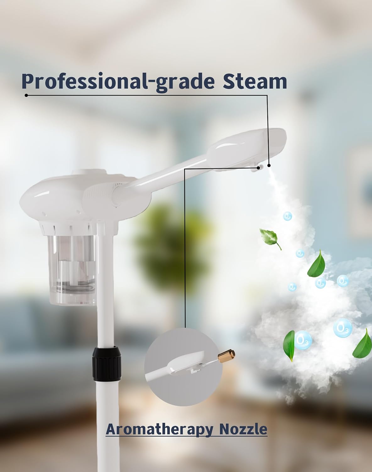 Professional Facial Steamer with Magnifying Lamp, Nano Ionic Face Steamer for Esthetician & Home Spa, Portable Facial Steamer for Deep Cleansing, Home Facial Skin Care Equipment, White