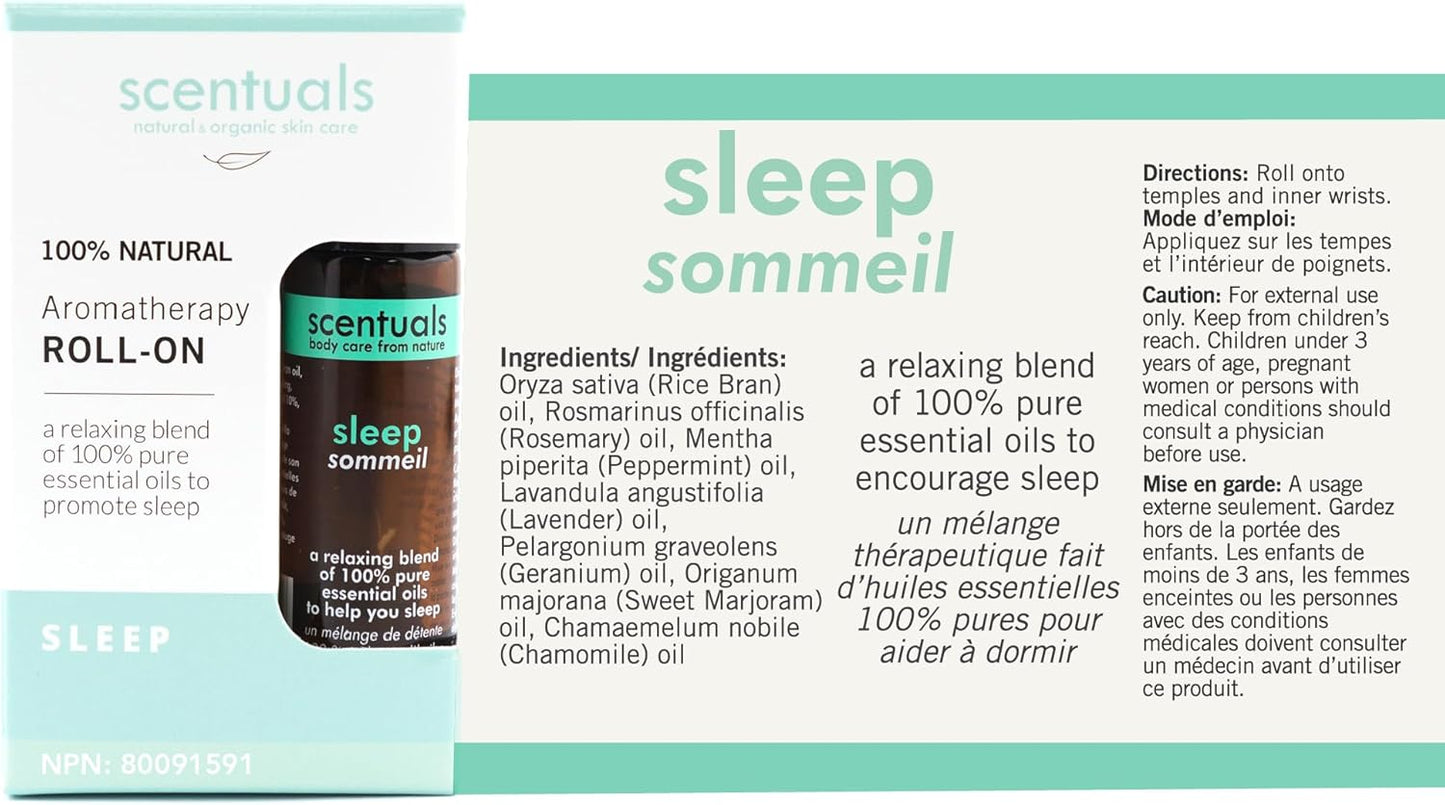 Essential Oil Blend Roll On Sleep: Ylang Ylang, Lavender Oil Jasmin Essential Oils for Relaxation, 100% Pure, Calming Effects & Promotes Relaxation, Aromatherapy, Anti Stress Oil (9 ml | 0.3 oz)