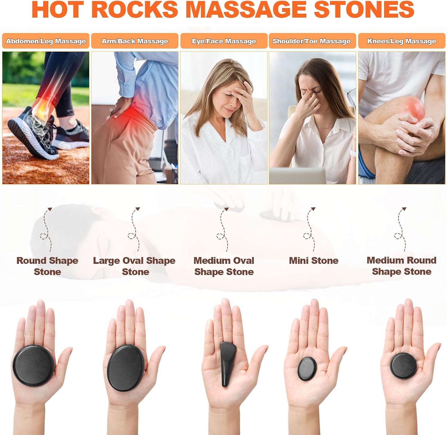 Hot Stones Massage Warmer Kit, 21 Pcs Hot Stones Massage Set, Hot Rocks Basalt Massage Stones for Home Spa Warming Therapy Relaxing