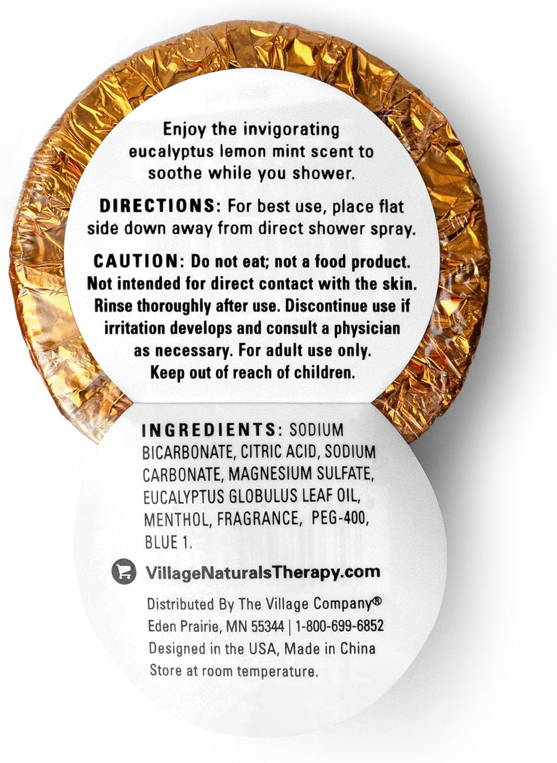 Village Naturals Therapy Breathe Shower Bomb Steamers, Soothing Scent, Eucalyptus and Menthol, 60 g, Pack of 8