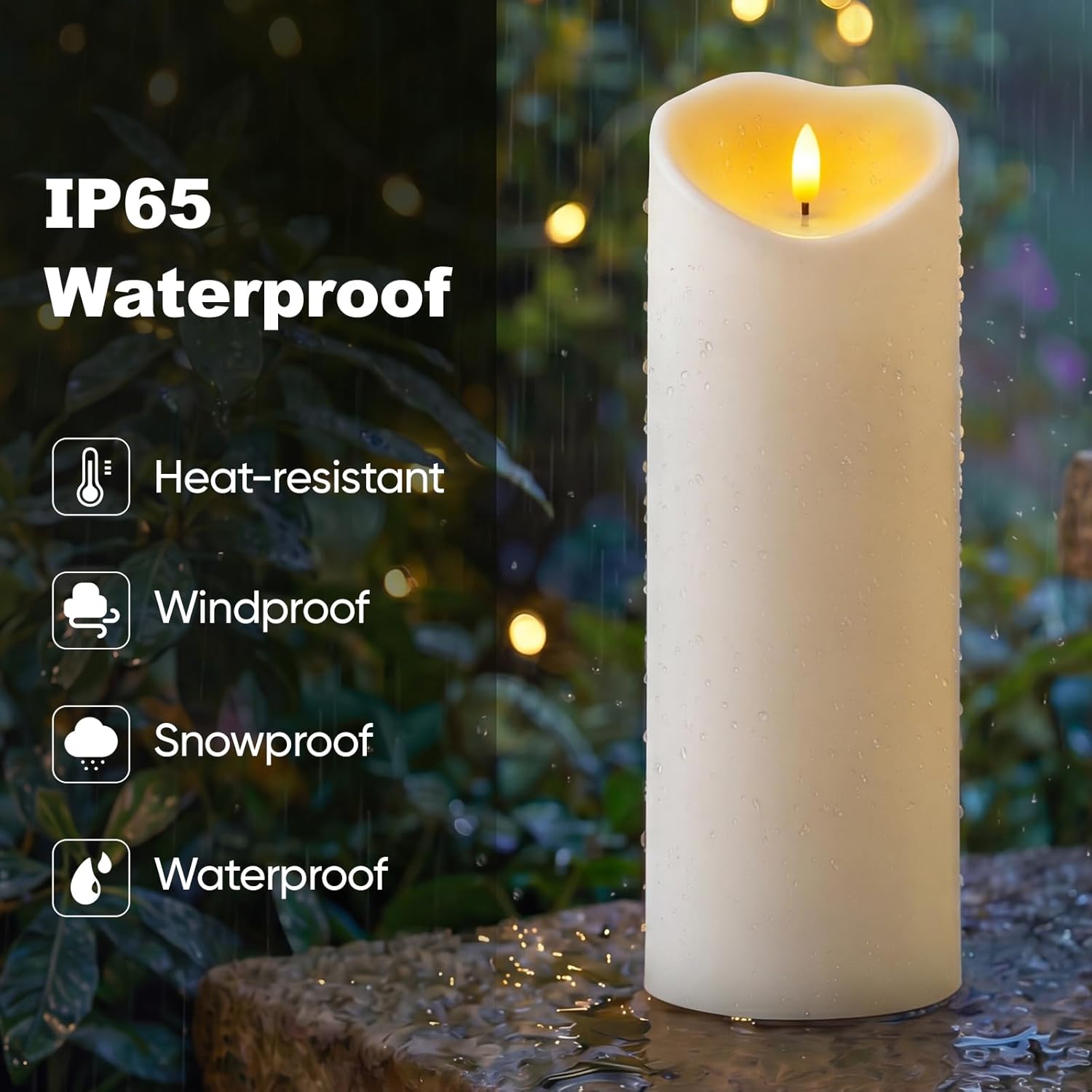 Amagic 4” x 12” Large Outdoor Candles with Timer Waterproof, Flickering Flameless Candles Battery Operated with Remote, Realistic LED Fake Pillar Candle for Lanterns, Patio, Porch, Garden Decor