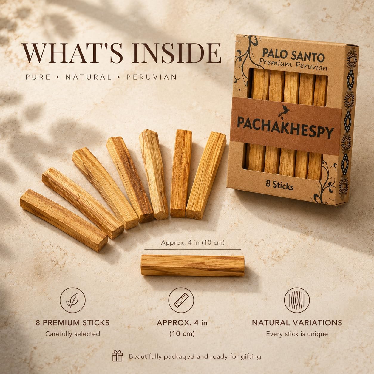 Authentic Premium Palo Santo from Peru 8 Pack of Natural Holy Wood Hand Harvested Smudging Sticks for Home Fragrance Energy Cleansing Meditation Spiritual Rituals Anti Stress Wellness Incense