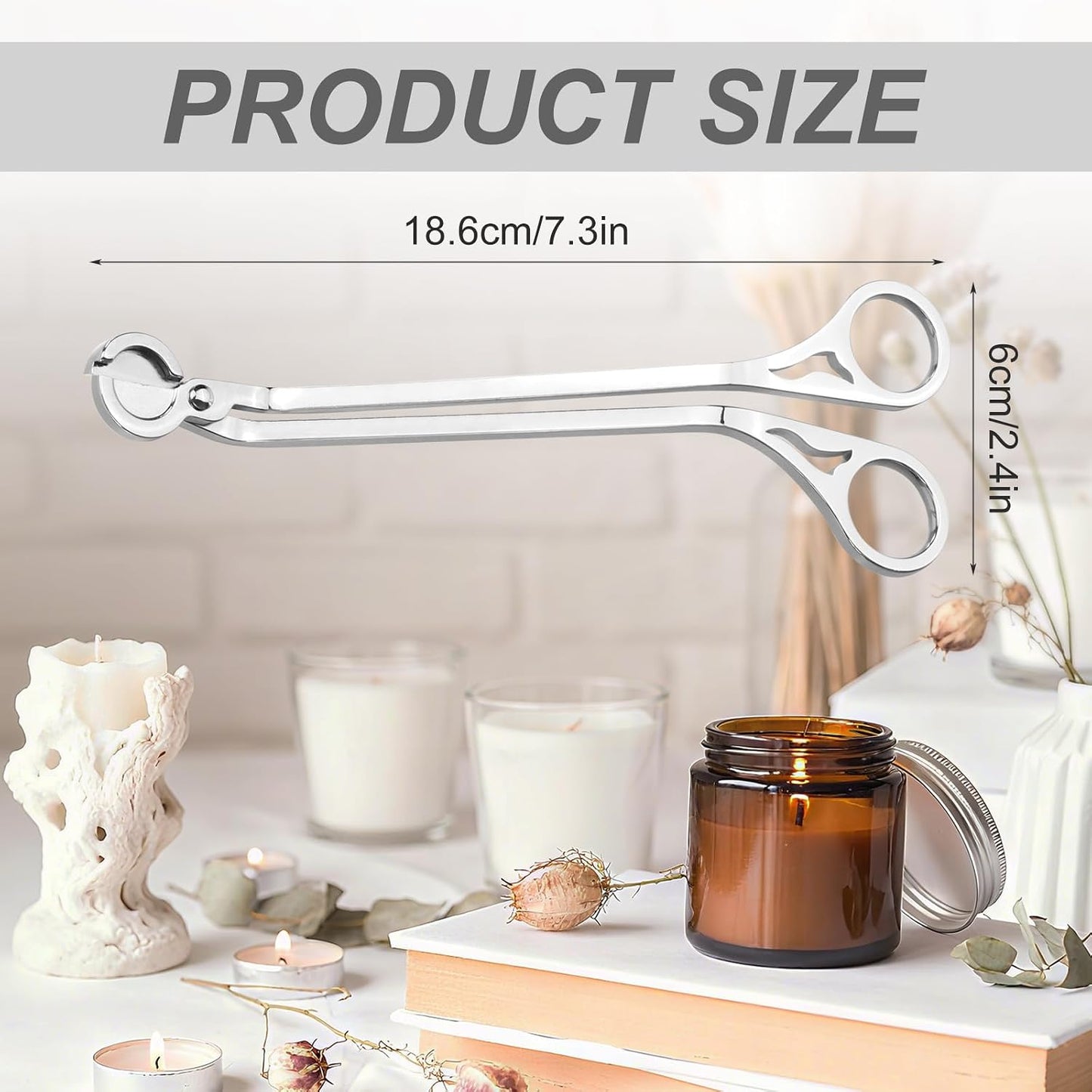Candle Wick Trimmer, Wick Clipper Cutter Scissor (Silver)
