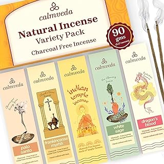 Natural Incense Sticks Variety Pack - (5 Variants) Charcoal Free Inscents-Sticks, Made from Upcycled Flowers | Sacred Insence-Sticks from All Cultures (Inciensos Aromaticos)