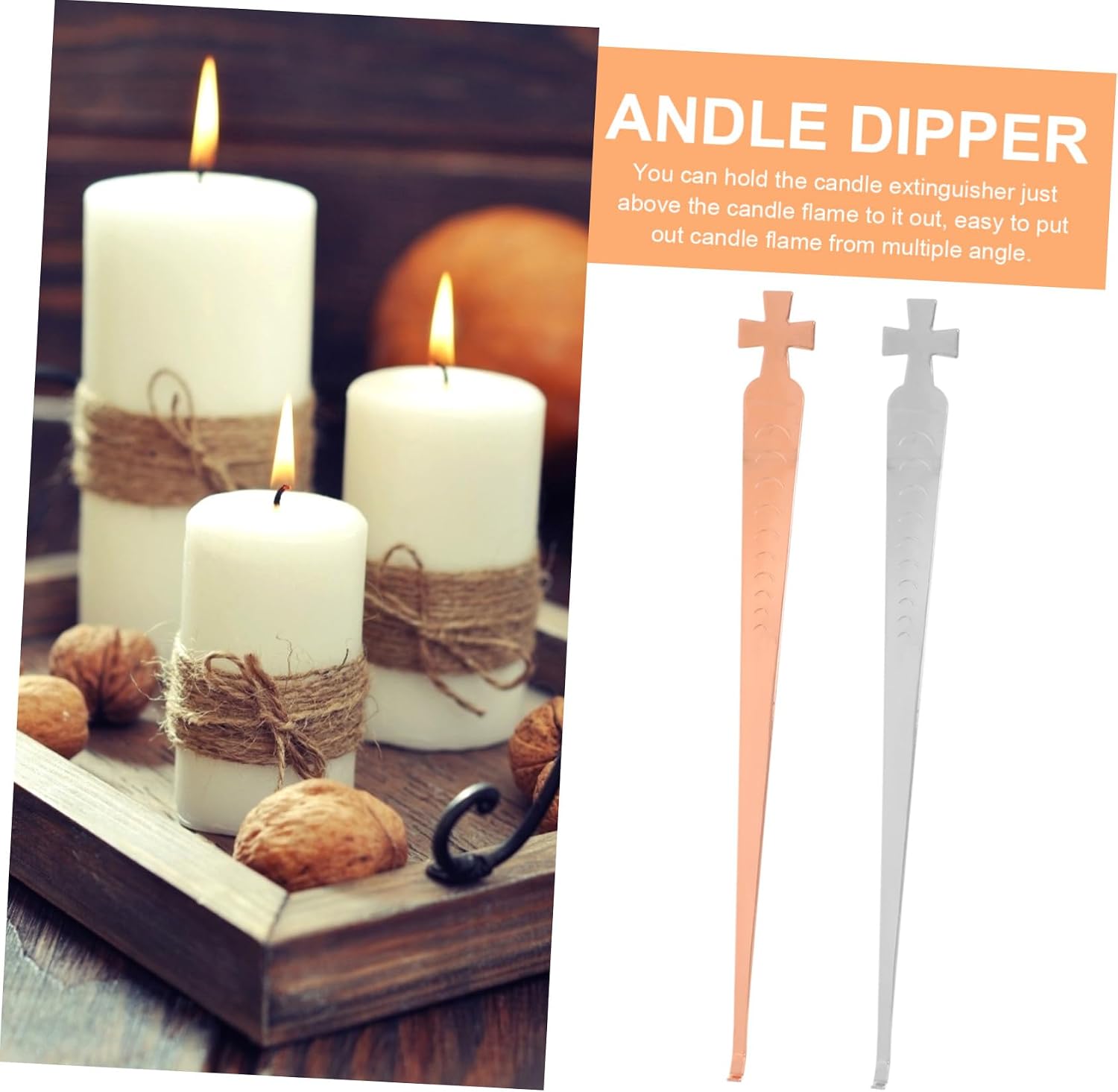 jojofuny 2Pcs Candle Wick Dipper Set Stainless Steel Candle Extinguisher Hook Flame Snuffer Tool for Home Decor and Aromatherapy