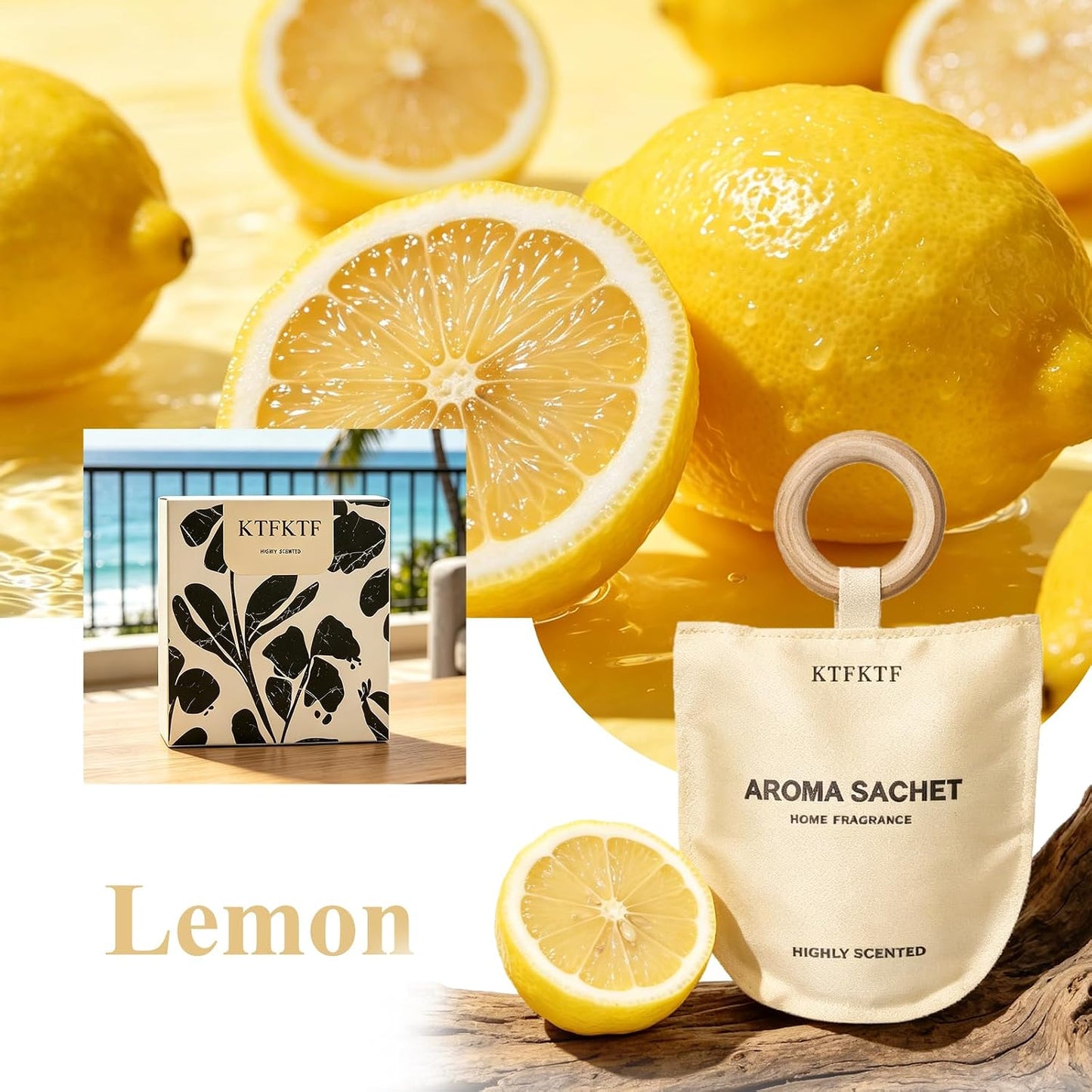 2 Pack Lemon Scented Sachets for Drawers and Closets | 90-Day Long Lasting Closet Air Freshener, Strong Odor Eliminator Sachet Bags for Wardrobe, Shoe Cabinet, Car, Luggage & Home