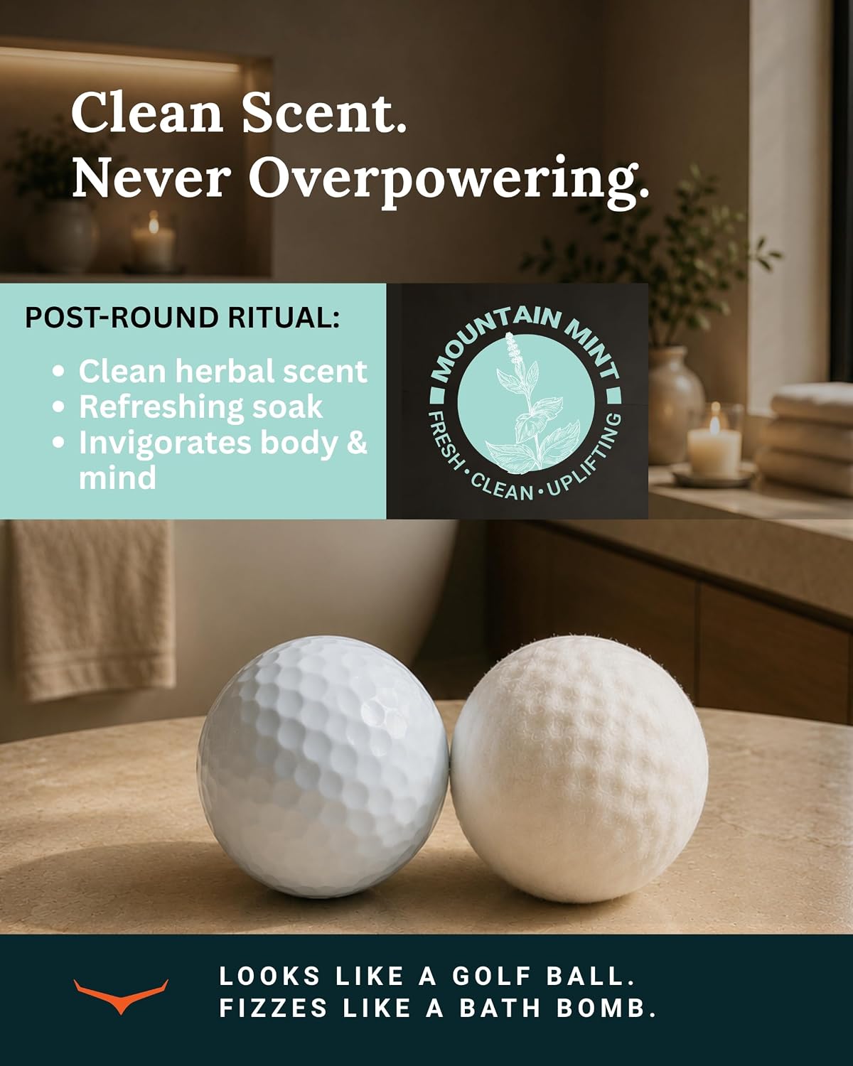 PAR-FECT Golf Ball Bath Bombs Gift Set for Men & Women - Refreshing After the Round Bath or Foot Soak, Fresh Mountain Mint Scent, Unexpected Gifts for Golfers, Corporate, Tournament Gifting, 4-Pack