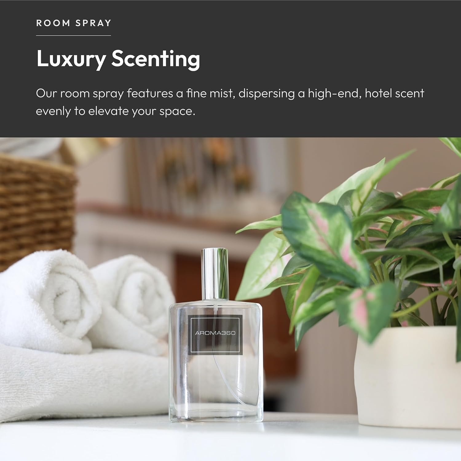 Aroma360 Room Spray - Hotel Air Freshener - Aromatherapy Oil Spray - Scents Inspired by Edition Hotel - Scent Includes Smokey Black Tea, Rose & Amber - Black Velvet, 100mL/3.38 fl oz