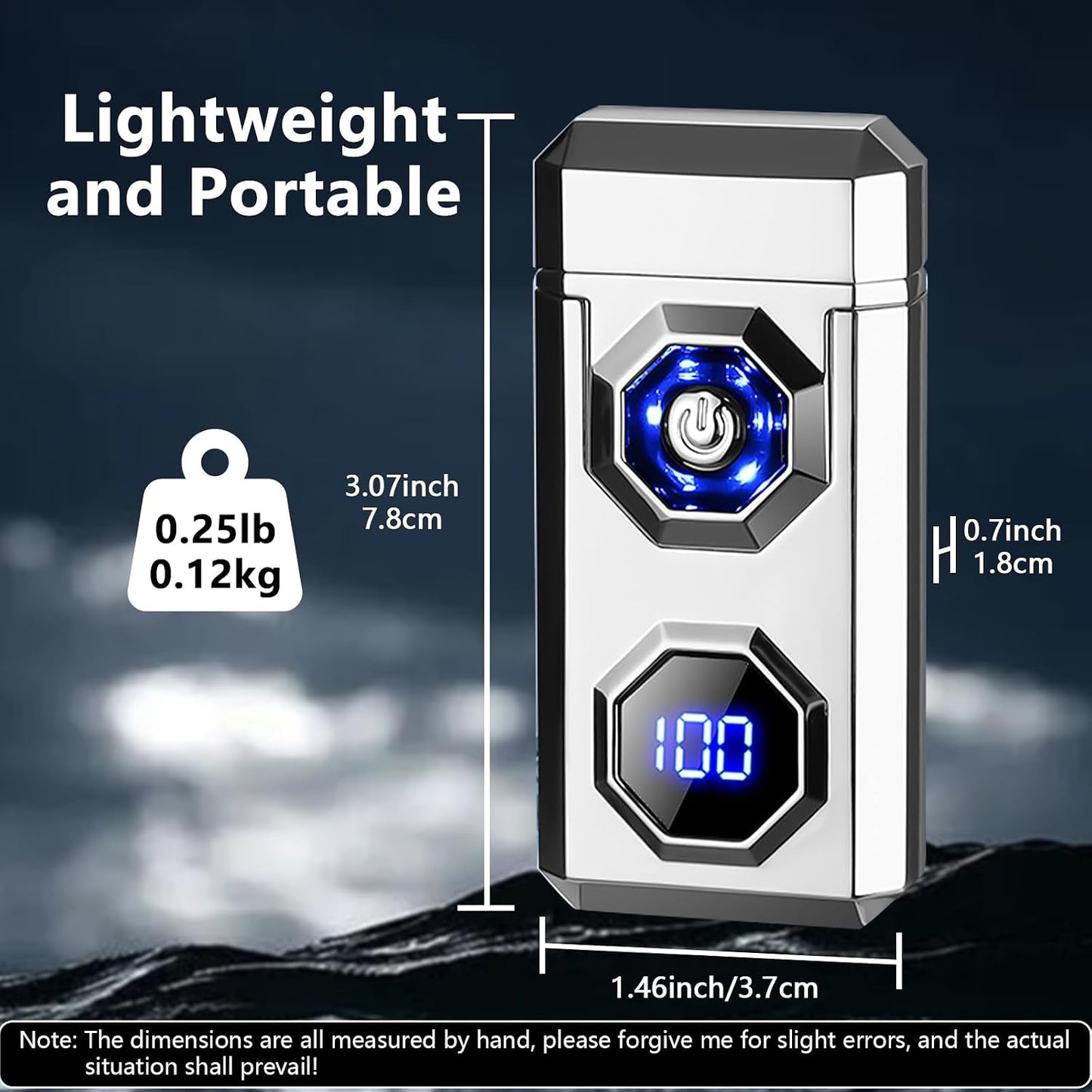BABOBIU High-Power Arc Lighter - USB Rechargeable Windproof, Zinc Alloy Body with Battery & Ignition Display, Tactical EDC Gear for Home Use, Camping, Candle Lighting (Silver)