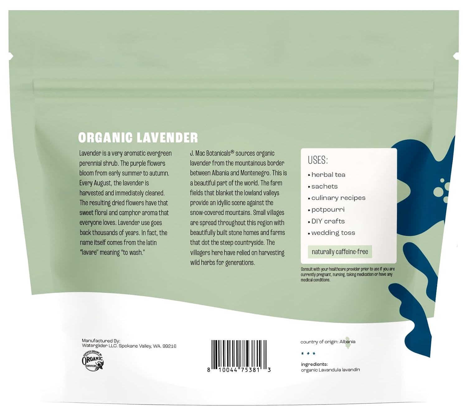 J Mac Botanicals, Organic Lavender Flower (2 oz), Dried Lavender Flowers, Buds