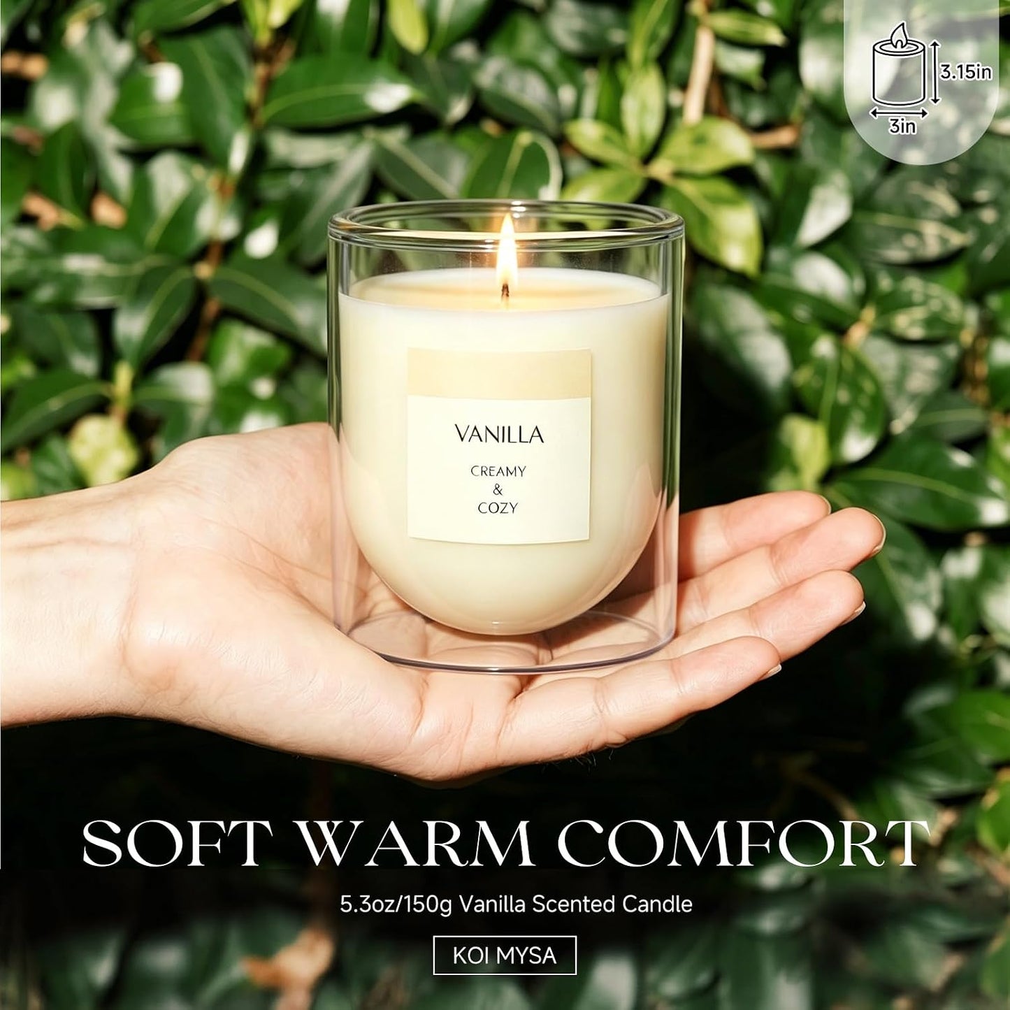 Vanilla Scented Candle for Home Fragrance, Warm Cozy Glass Jar Candle Gifts for Women Girl Friends