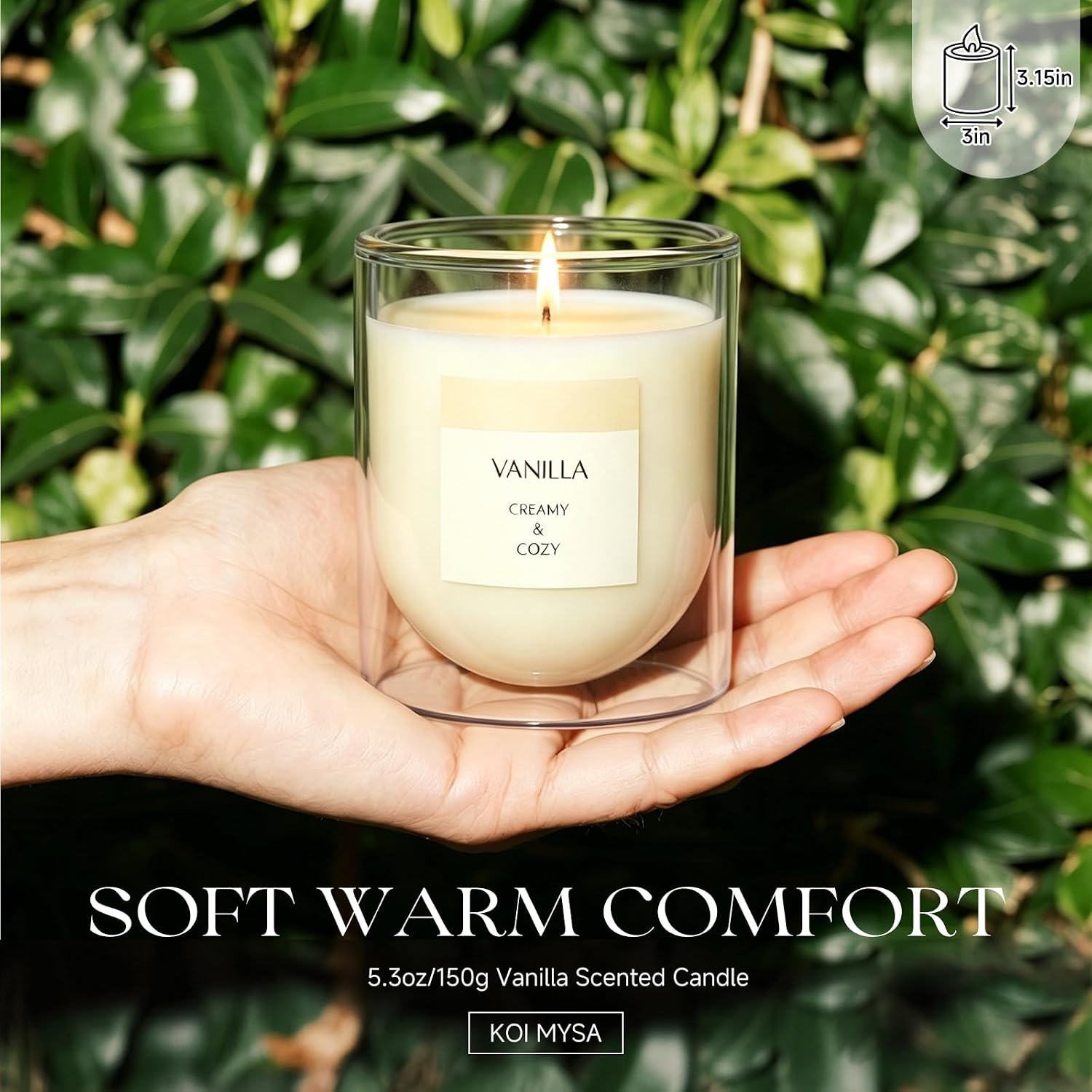 Vanilla Scented Candle for Home Fragrance, Warm Cozy Glass Jar Candle Gifts for Women Girl Friends
