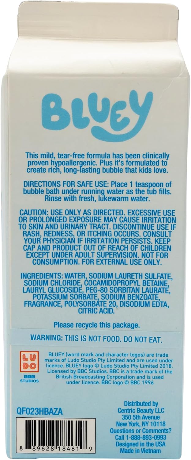 Bluey Bubble Bath for Toddlers and Kids 3+, Fresh Berry Scent, Tear Free | Dye, Paraben, Phthalate-Free | Hypoallergenic | 24 oz/ 710 ml