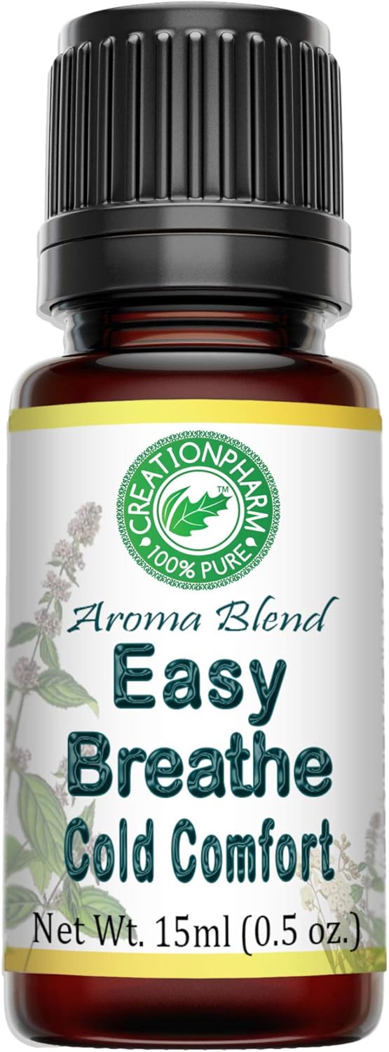 Easy Breathe Essential Oil Blend with Peppermint, Eucalyptus, Clary Sage, Rosemary, Cedar, Aromatherapy by Creation Pharm