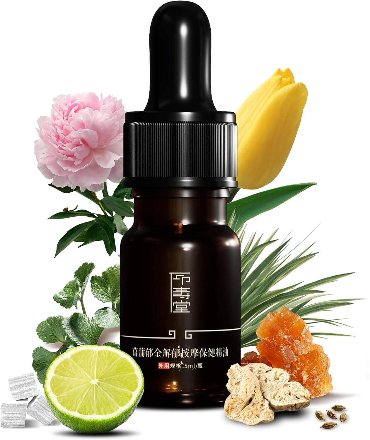 Solace Emotional Balance Essential Oil Blend for SPA, Guasha Massage & Bath – Frankincense, Bergamot & Angelica to Soothe Stress & Uplift Mood – 100% Natural & Pure - Herbal Aroma - 0.17 Fl Oz
