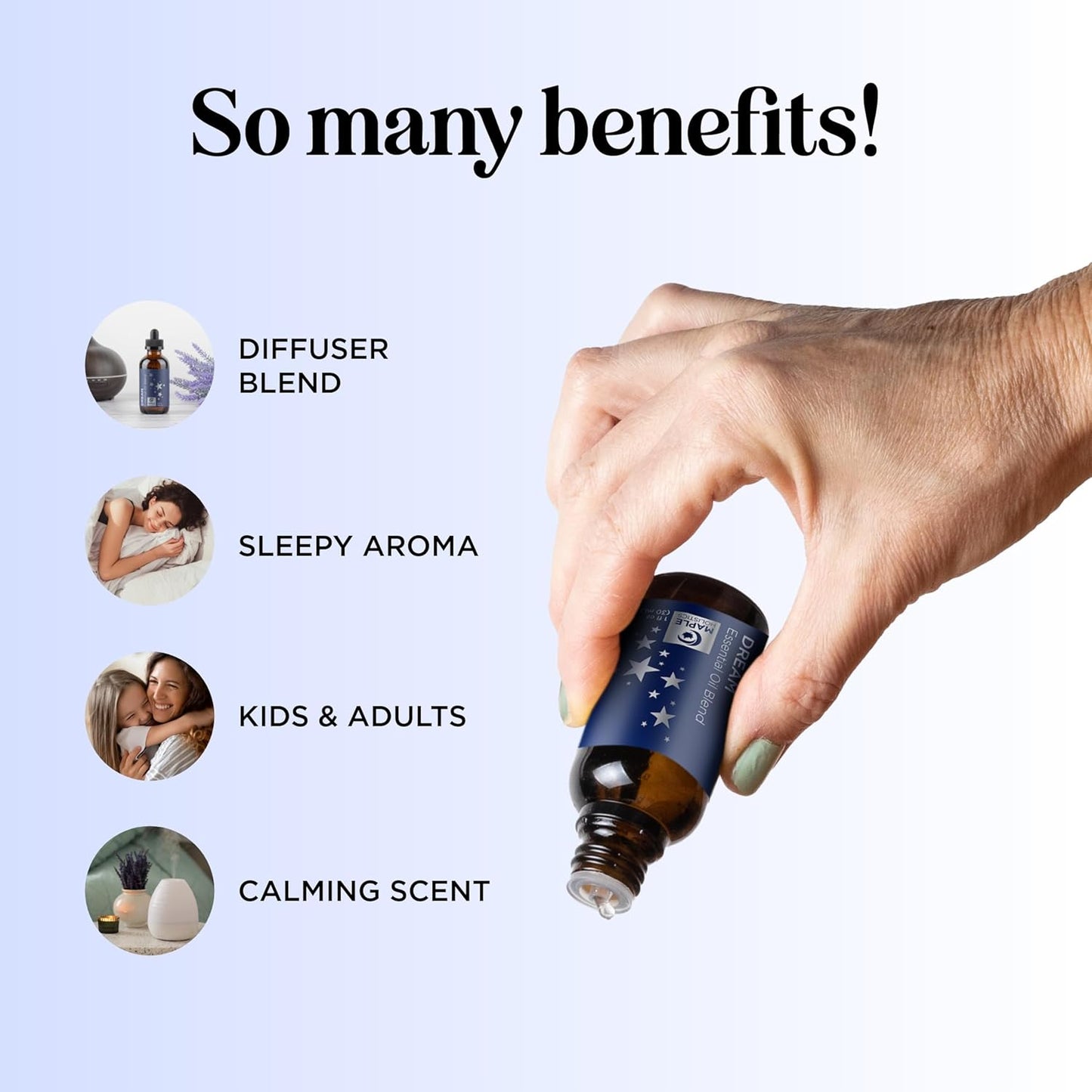 Sleep Essential Oil Blend for Diffuser - Dream Essential Oils for Diffusers Aromatherapy and Relaxation with Clary Sage Ylang-Ylang Roman Chamomile and Lavender for Sleep Time Support (1 Fl Oz)