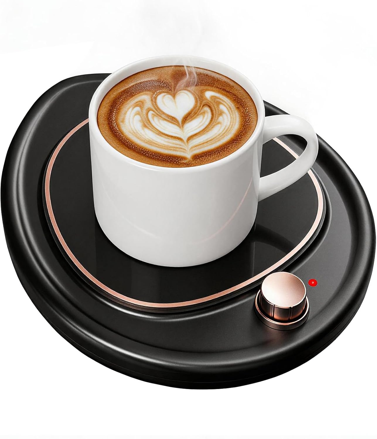 Coffee Mug Warmer - Large Candle Warmer Plate, 2-Temp Setting (131℉ & 113℉) & Fast Heating, Elegant Desk Warmer for Coffee/Tea/Milk/Candle, Ideal Office Home Gift (Black)