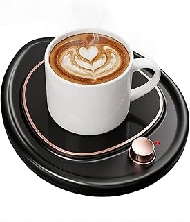 Coffee Mug Warmer - Large Candle Warmer Plate, 2-Temp Setting (131℉ & 113℉) & Fast Heating, Elegant Desk Warmer for Coffee/Tea/Milk/Candle, Ideal Office Home Gift (Black)
