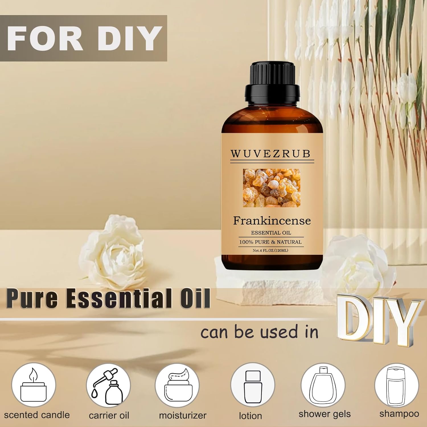 Frankincense Essential Oils 120ML, 100% Pure and Natural Essential Oil for Aromatherapy Diffuser - 4 Fl Oz/Frankincense