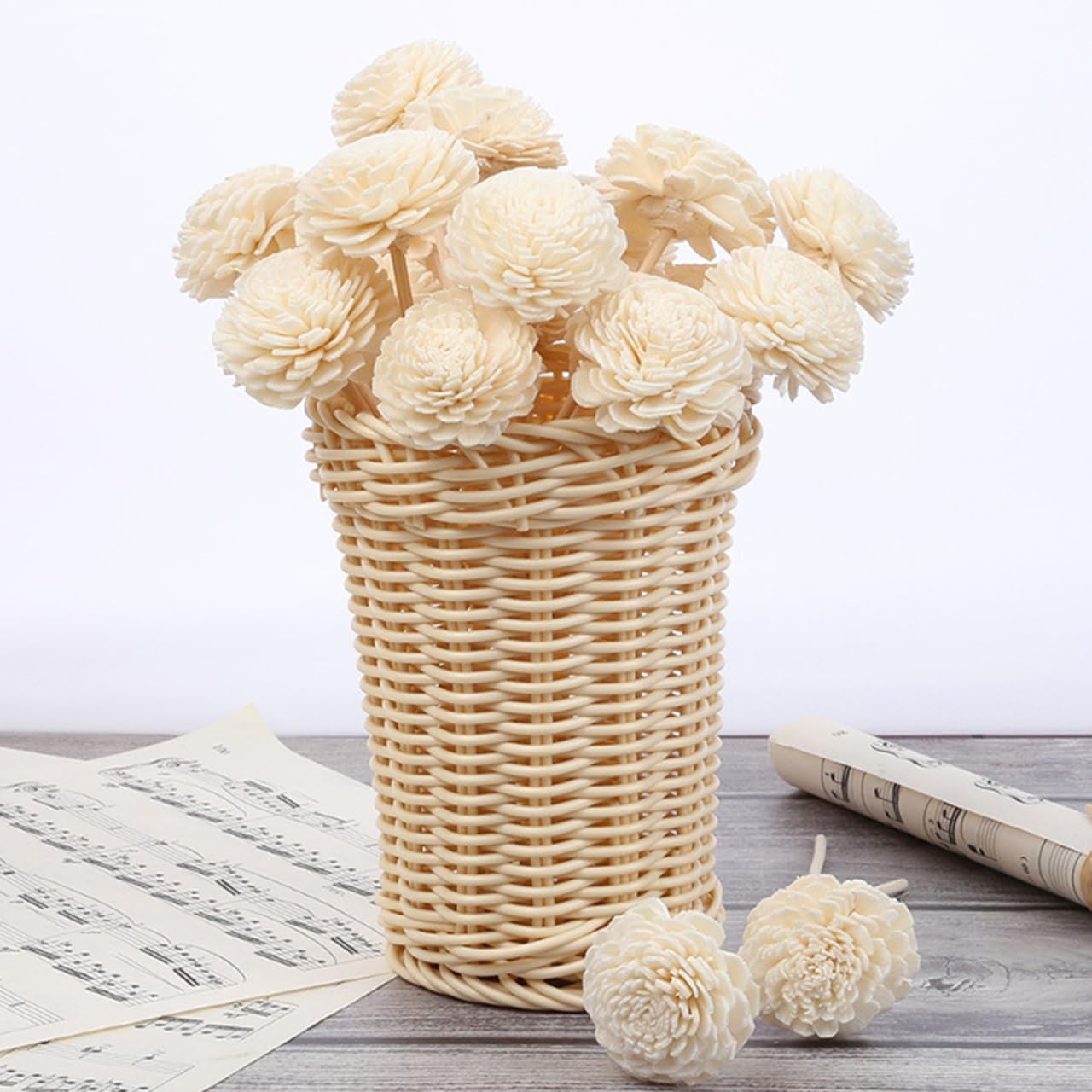 PRETYZOOM Fire-Free Aromatherapy Rattan Sticks 3Pcs Reed Diffuser Replacement with Dried Flower Craft for Home Fragrance and Decoration 7.87 Inch