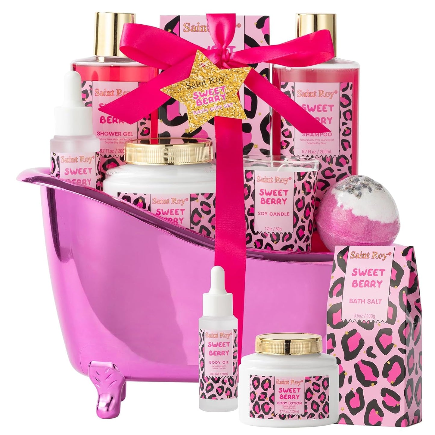 Home Spa Self Care, Bath and Body Spa Gift Basket for Women, Shower Bath Spa Sweet Berry Bath Sets for Teens Gift| Relaxing Care Kit Christmas Mothers Day Gifts for Mom Gift Baskets for Anniversary
