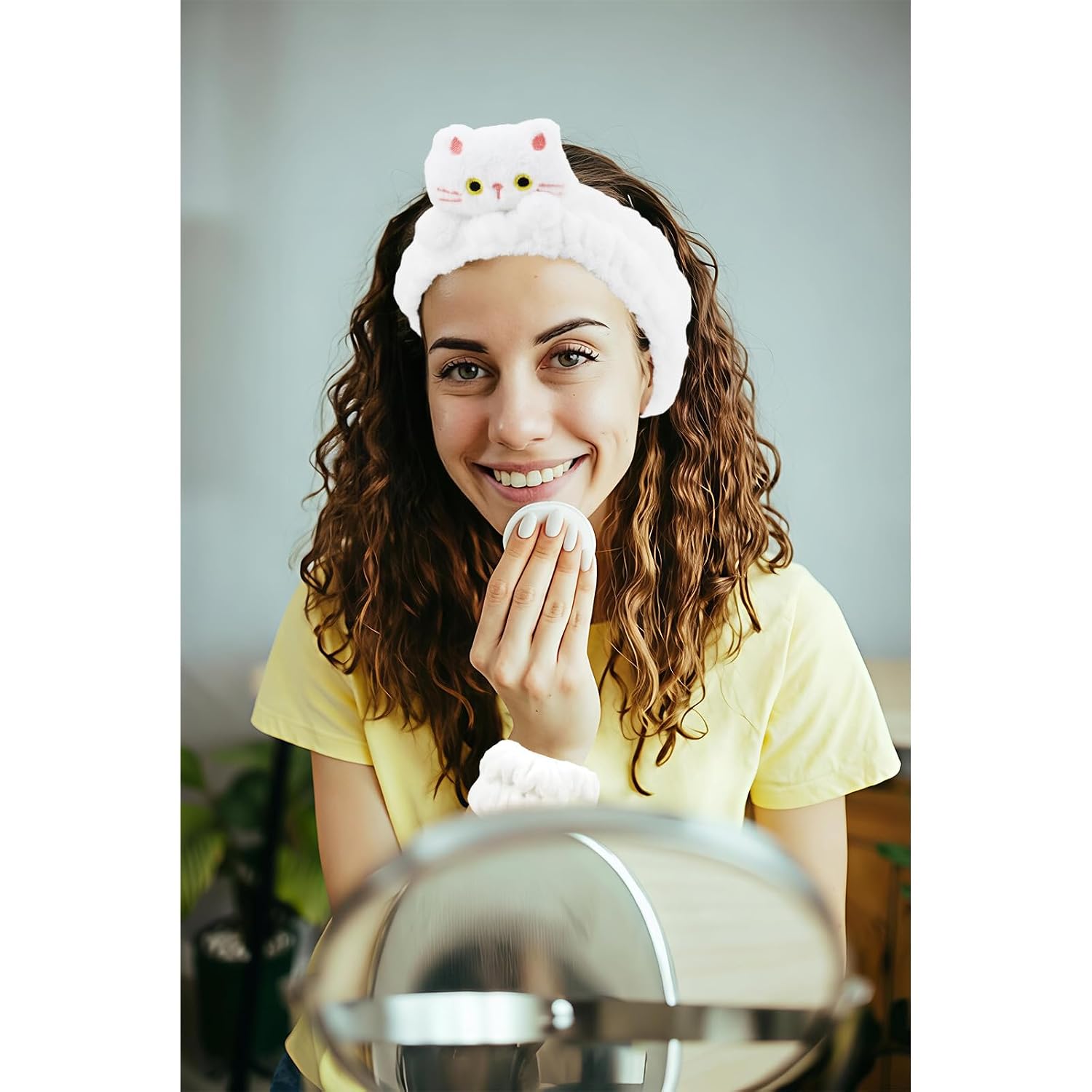 Spa Headband and Wristband Set 3 Pack Cute Headbands & 3 Pairs Wrist Bands for Washing Face, Skincare, Makeup, Yoga - Microfiber Headbands for Women Hair Bands for Girls (Black White Khaki)
