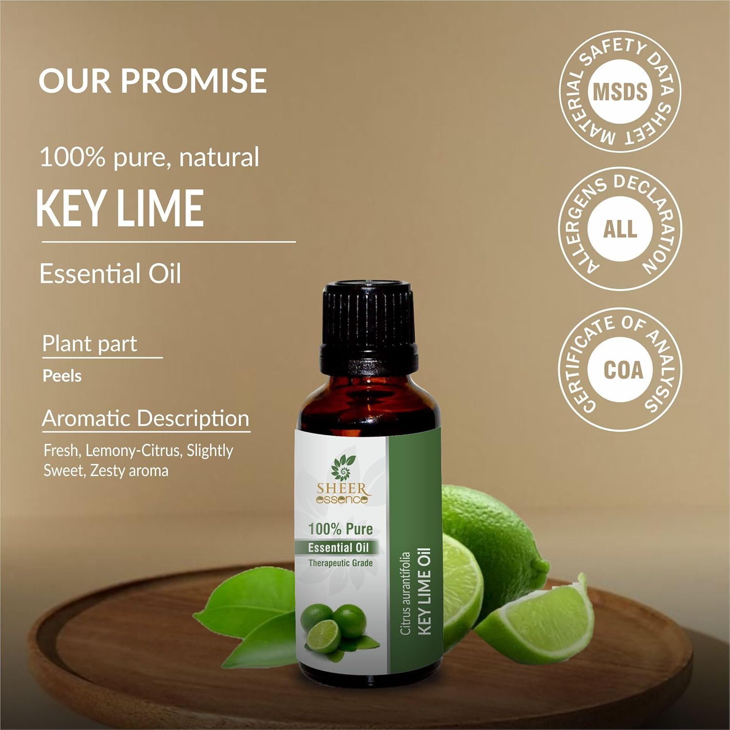 Key Lime Oil 15 ML (0.51 Fl.OZ) | 100% Pure Natural Undiluted Uncut Therapeutic Grade Citrus Aurantifolia Essential Oil