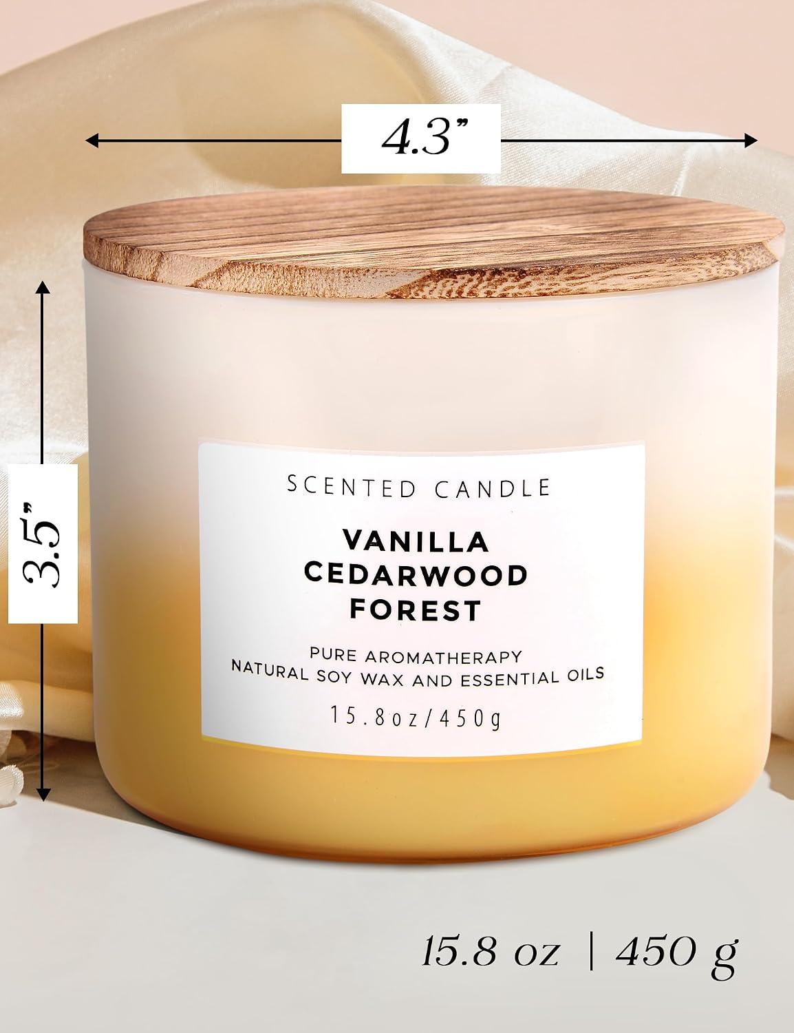 Vanilla Cedarwood Forest Candle | 3-Wick Large Scented Soy Candles 15.8 oz | Aromatherapy Vanilla Candle for Women & Men | Warm Woody Cozy Home Scent | Long Lasting Clean Burn
