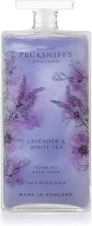Pecksniff’s Lavender & White Tea Foaming Bath Soak – Luxury Bubble Bath, 1L / 33.8 fl oz, Made in England