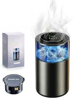 Smart Auto Car Diffuser, RGB Air Freshener, Rechargeable Aluminum Aromatherapy, Leak-Proof Replaceable Cartridge, Cologne & Ocean Scent for Car Office Bedroom