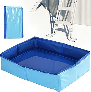 Swimming Pool Foot Bath Basin, Collapsible Foot Bath for Above Pools Accessories for Above Pools Entry Ladder Portable for Beach Camping Spa Backyard Use, Square 16" L x 12" W