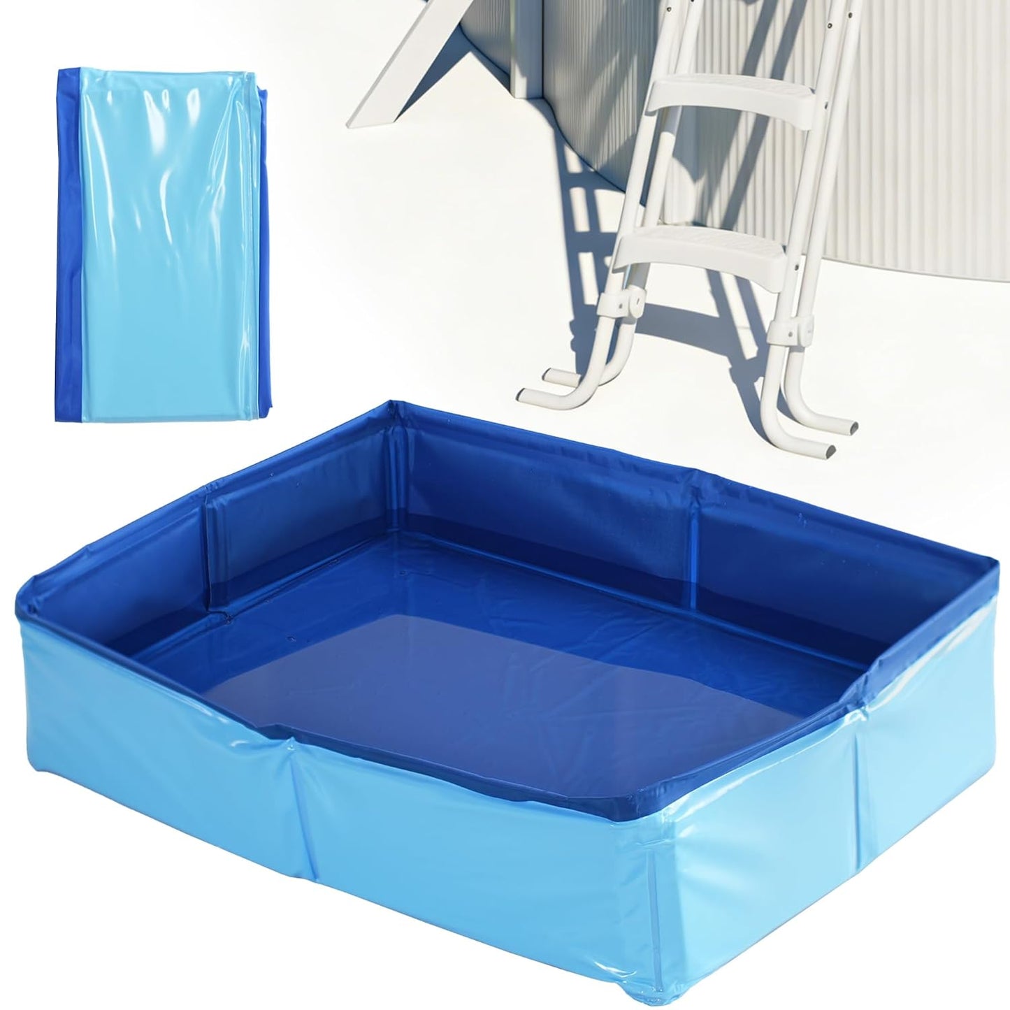 Swimming Pool Foot Bath Basin, Collapsible Foot Bath for Above Pools Accessories for Above Pools Entry Ladder Portable for Beach Camping Spa Backyard Use, Square 16" L x 12" W