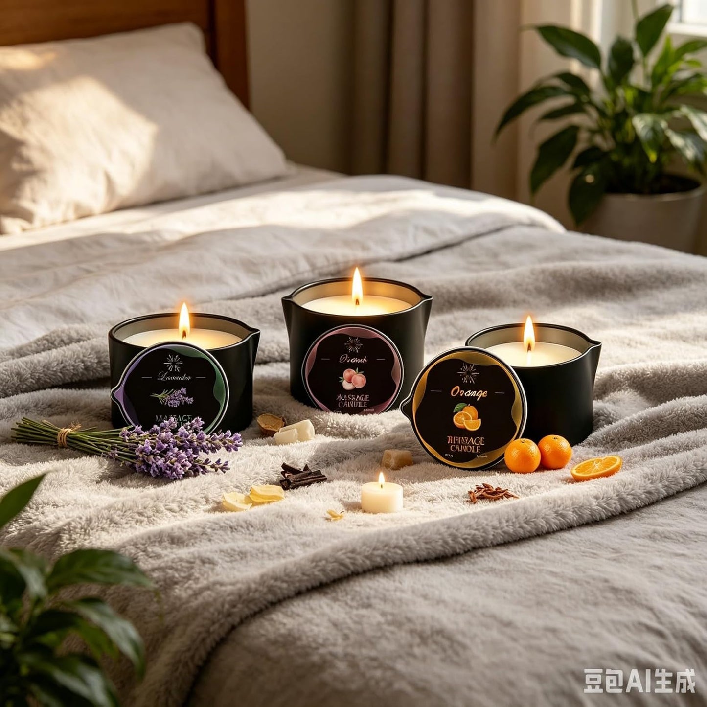 3 Pack Massage Oil Candles Set Low Temperature Soy Wax Candles for Therapy Spa Therapy Body Oil, Relaxation & Skin Moisturizing, Scents Gift,Stress Relief - (2.35oz, Lavender, Tangerine, Peach)