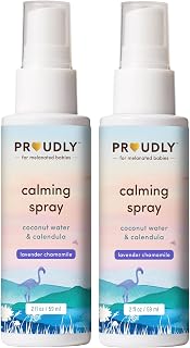 PROUDLY Baby Calming Spray with Lavender & Chamomile Essential Oils — Bedtime Sleep Mist for Newborns, Infants & Toddlers, Room, Linen & Skin Spray, No Synthetic Fragrance, 2-Pack (2 oz)