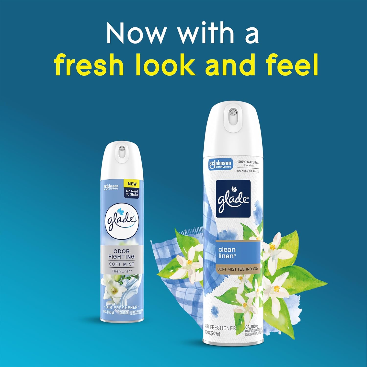 Glade Air Freshener Room Spray, Clean Linen Scent, Odor Fighting to Deliver Long Lasting Freshness, 7.3 Oz, 6 Count